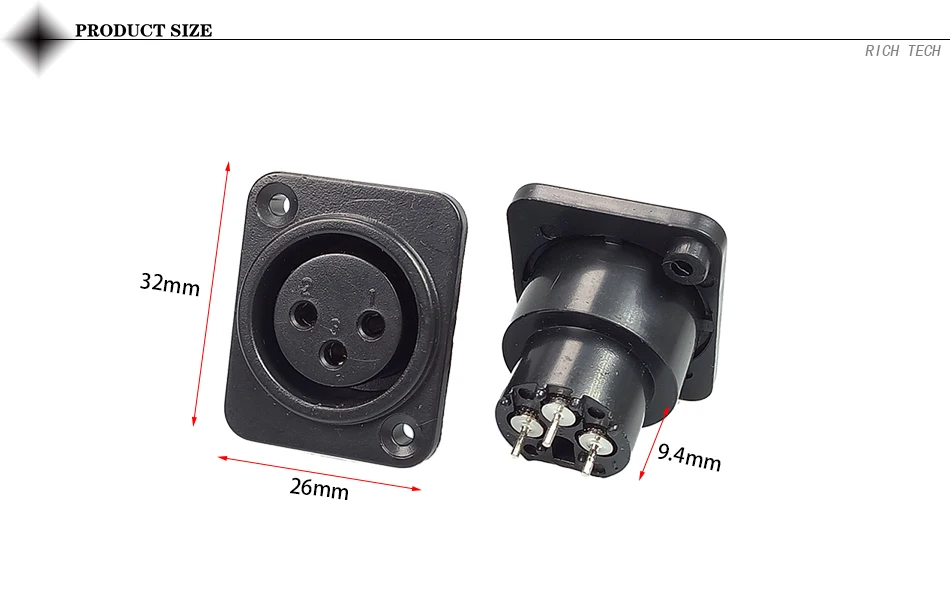 XLR Разъем гнездо 3Pin панель монтируется шасси квадратной формы микрофон аудио подключение