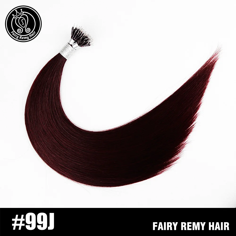 Сказочные волосы remy, 0,8 г/локон, 20 дюймов, человеческие волосы Remy для наращивания на микро кольцах, прямые черные европейские человеческие волосы с нано кольцами, предварительно склеенные - Цвет: # 99J