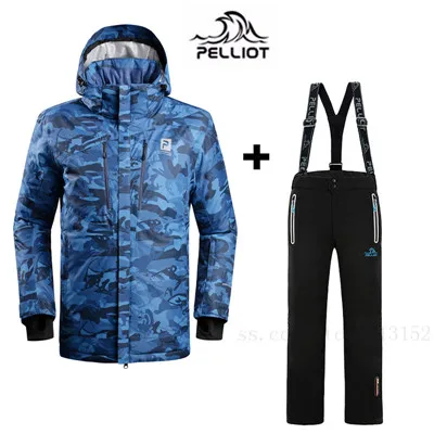 Pelliot известный бренд мужской горнолыжный костюм куртка+ брюки высокое качество водонепроницаемый ветрозащитный дышащий сноуборд куртка для мужчин - Цвет: color 2