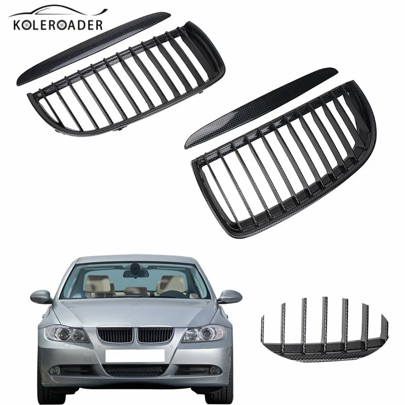 

KOLEROADER Carbon Black Front Kidney Grille Grill For BMW E90 Model 320i 323i 328i 335i 4Dr 2005-2008