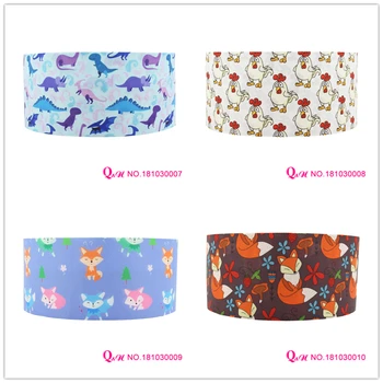 

Q&N ribbon 16mm 22mm 25mm 38mm 50mm 75mm fruits and animals printed grosgrain ribbon webbing 50yards/roll for headband