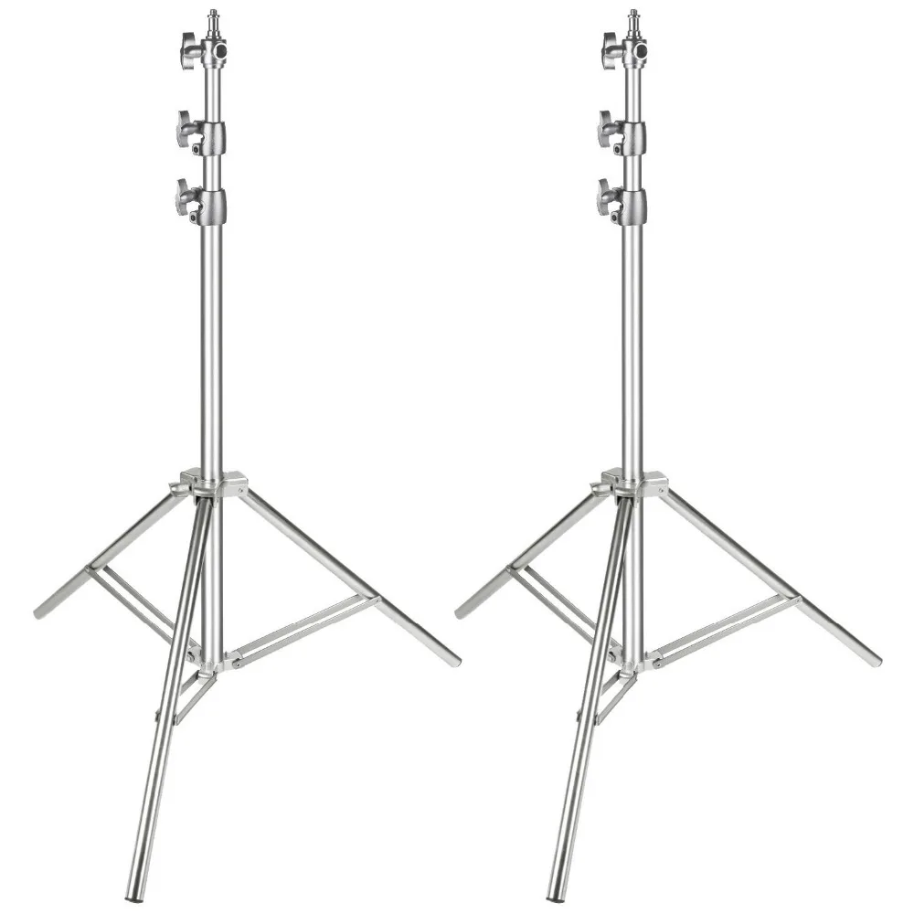  Neewer 2 Pack Stainless Steel Light Stand Silver 86.6 inches/220 cm Foldable Portable Heavy Duty St