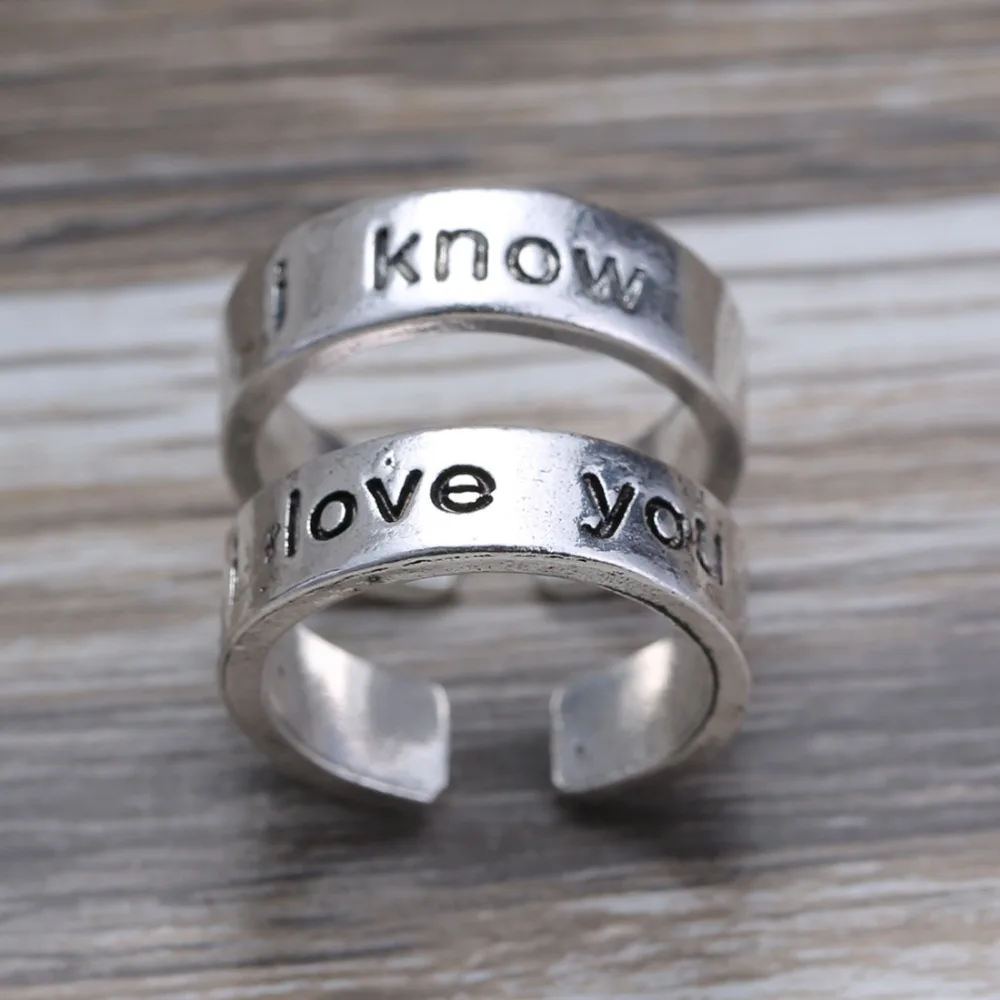 Buy I Love You I Know Silver Couples Ring Set