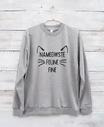 Мяу Feline Толстовка Графический tumblr Смешные Hipster подростков подарки кошка sweatshirt-E538