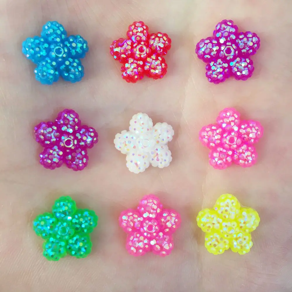 

DIY 60pcs 12mm Resin Random mixed Flower Flat Back Wedding Decoration Crafts Buttons F100