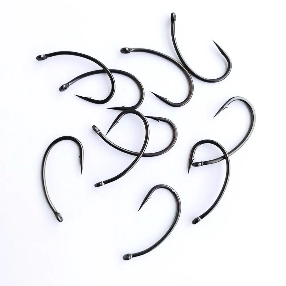 

500PCS/Lot Carp Fish Hooks Japan High Carbon Steel Teflon Coating Barbed Eyed Circle Single Fishhooks Carp Fishing Hooks Tackles