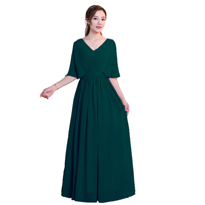 Красивые вечерние платья с открытыми плечами и открытой спиной для подружки невесты, новое поступление - Цвет: Dark Green A