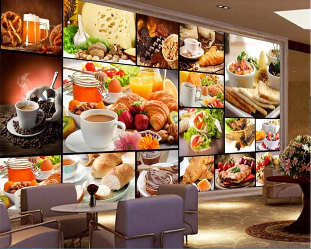 Beibehang Papel De Parede Carta Da Parati Pane Cottura Latte Tè Dessert Caffetteria Sfondo Muro Papel Tapiz Hudas Bellezza