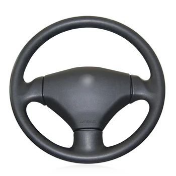 

Hand-stitched Black PU Artificial Leather Car Steering Wheel Cover for Peugeot 206 2003-2006