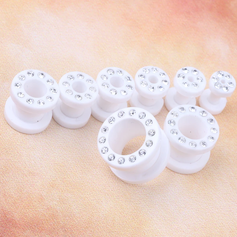 crystal Acrylic ear plugs flesh tunnels earring hollow expander ear gauges Kit Piercing Jewelry