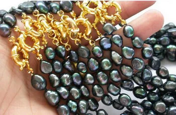 

wholesale 17" baroque black freshwater pearl necklace 10PCS Pearl Necklace