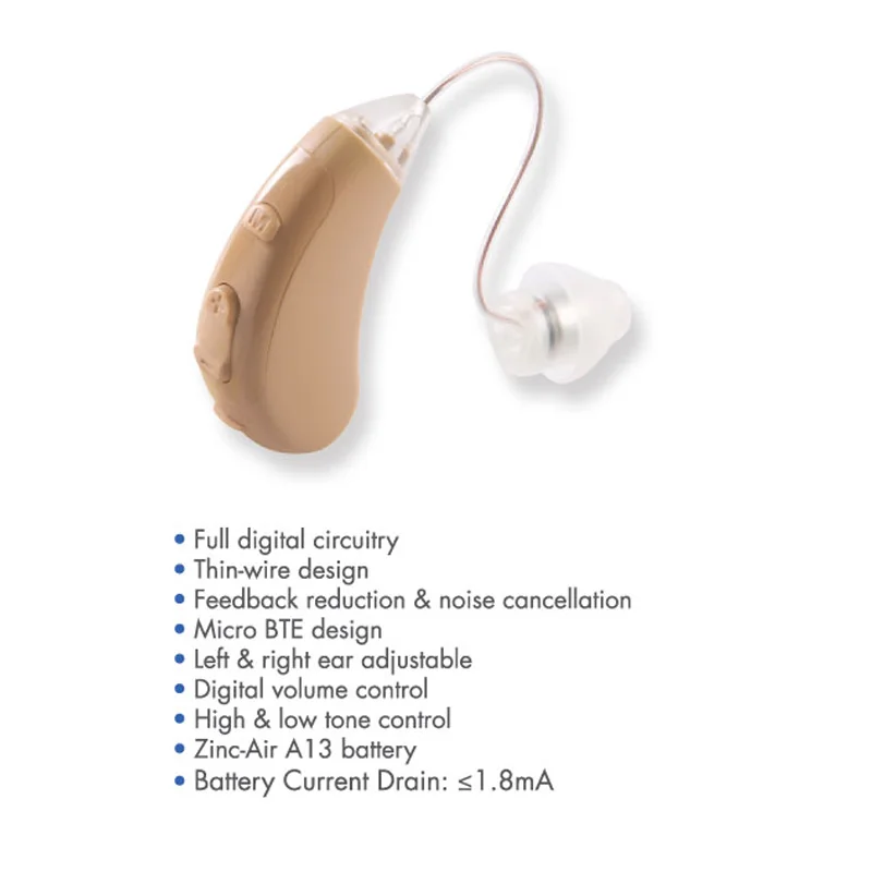VOHOM904 модный усилитель звука для ушей Мини цифровой слуховой аппарат RIC цифровой слуховой аппарат для здоровья наушники с батареями 13A