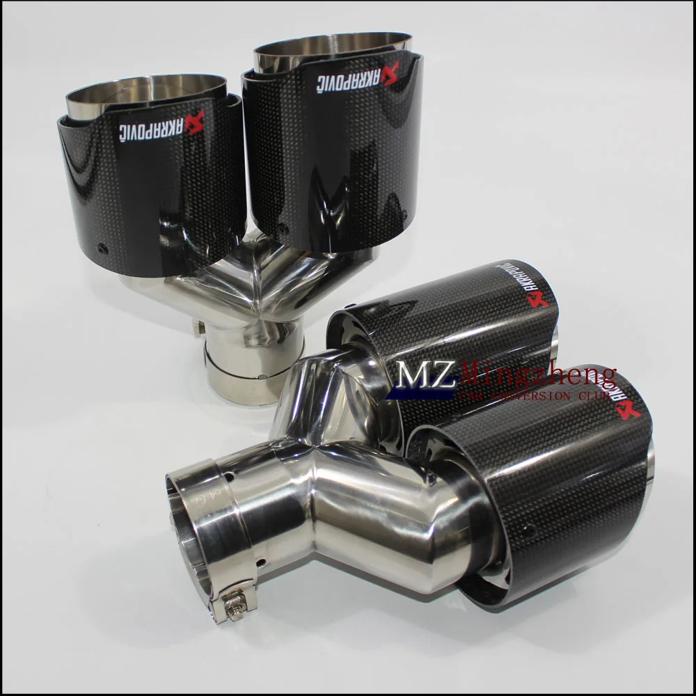 

Car exhaust pipe Y Model Akrapovic Carbon Exhausts Dual End Tips for BMW BENZ AUDI V W Exhaust Dual Muffler Pipes Tail Tips