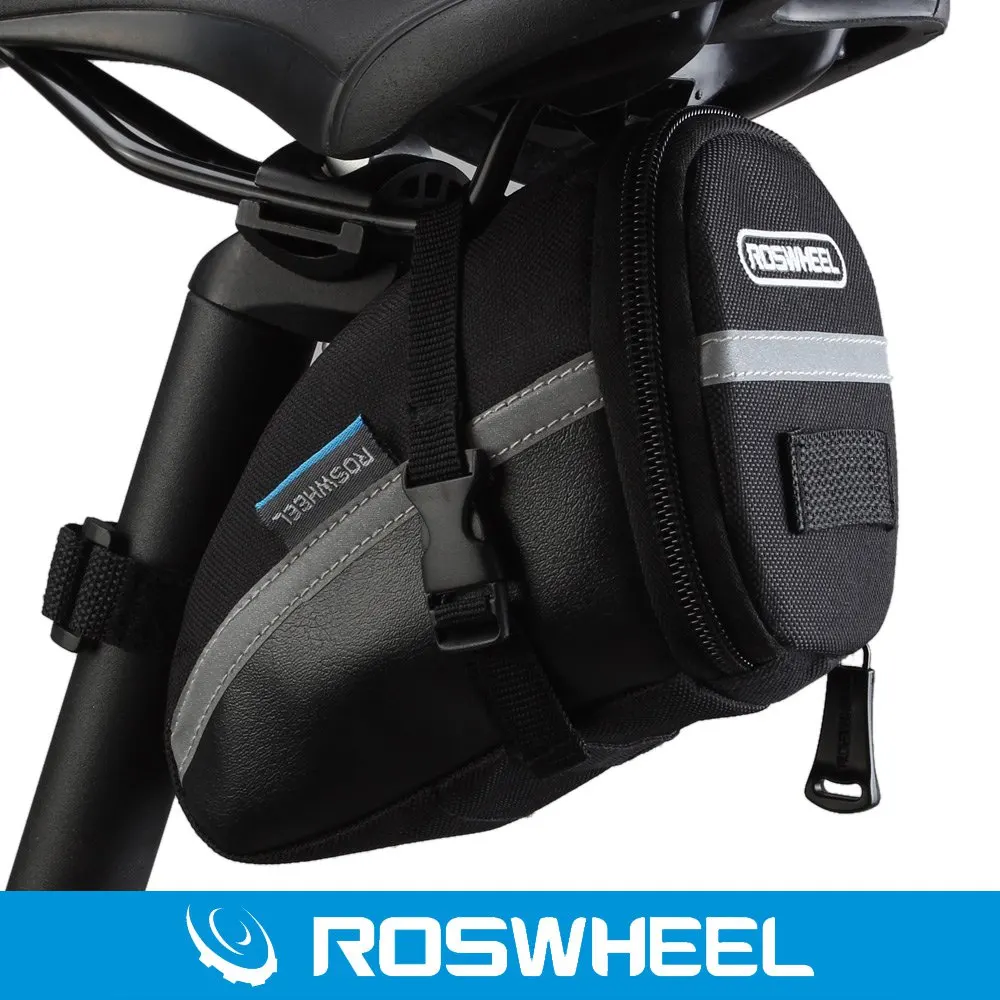Roswheel Bike Seat Bag Waterproof Bicycle Saddle Tail Bag Pack With Rail Light