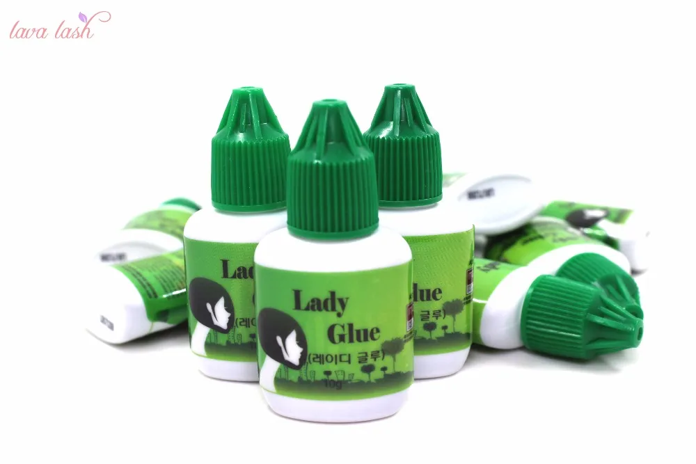

Free shipping 1pc eyelash extensions glue lady glue green cap 10ml/bottle No Sealed Bag low irritation fast dry