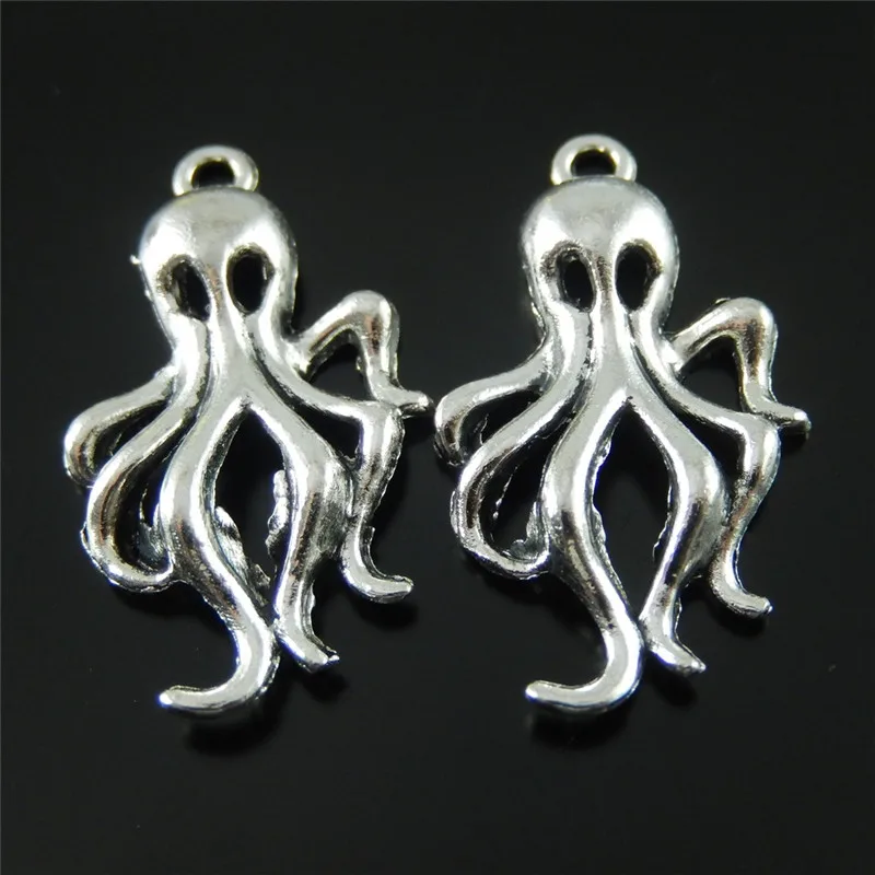 

Julie Wang 10PCs Alloy Mini Charm Retro Silver Plated Cute Octopus Shape Pendant Charms Hanging Tops Jewelry Making Accessories