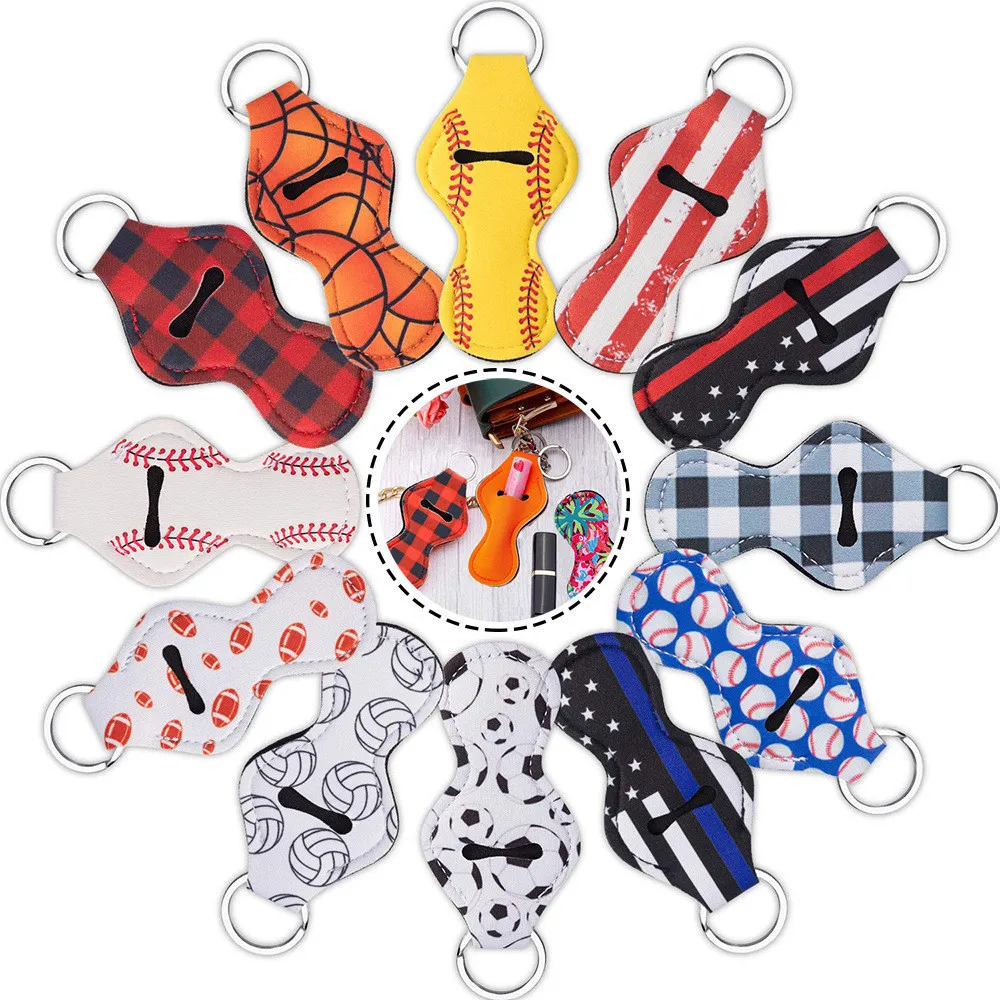 1pcs Neoprene Keychain Chapstick Holder Keyrings Lipstick Lip BalmHolders Party Favor Supplies