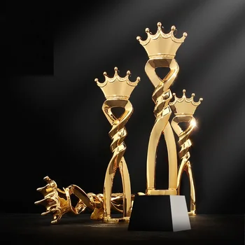 

32cm Triumph Trofeos Crown Crystal Trophy Customized Creative Resin Team Champion Miss Beauty Pageant Trophies And Awards R1683