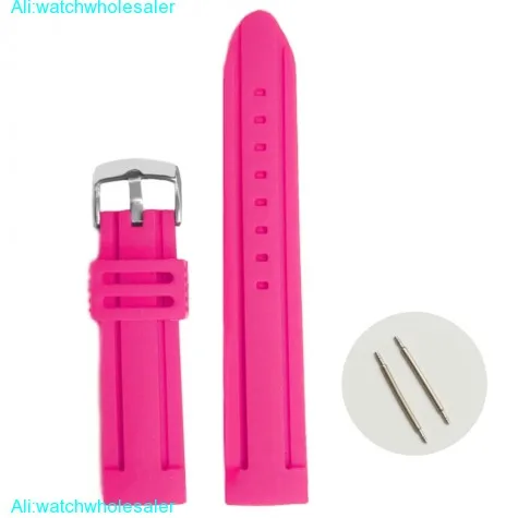 22mm Pretty Pink Color Silicone Jelly Rubber Lady Watch Band Straps WB1072L22JB
