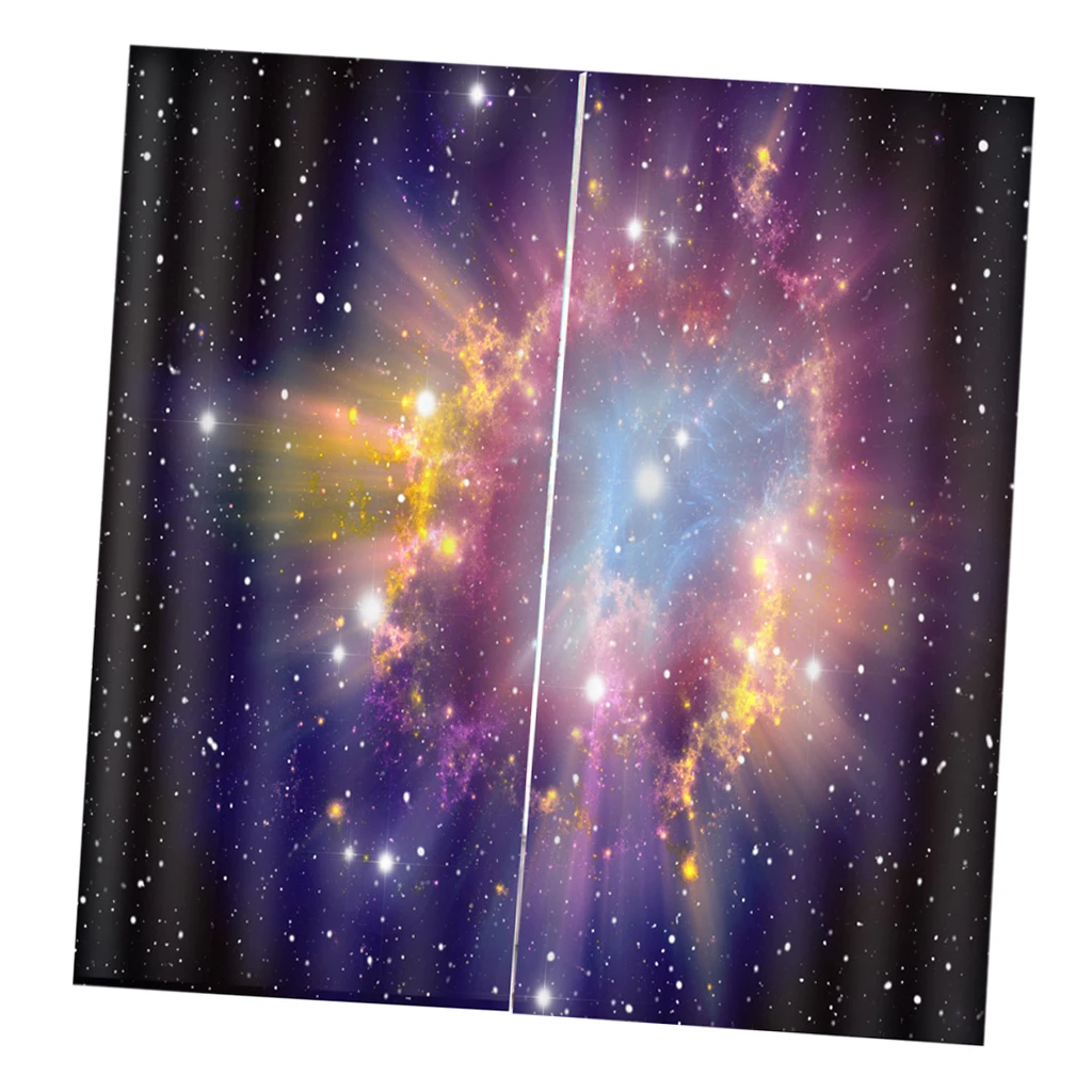 Практичная обработка окна декоративные Полиэстеровые пейзажи 3D печать картина затемнение занавес, 2 панели/комплект(59'W x 65'L - Color: Starry sky