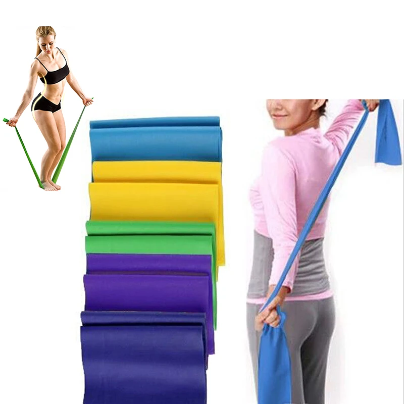 1Pc Elastic GYM Yoga Pilates Rubber Stretch Band Strap Crossfit Resistance Exercise Fitness Bands Random Color 119* 4.7cm