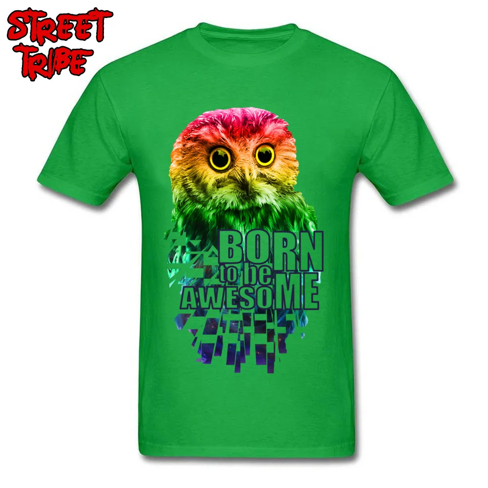  Men T Shirts awesome owl Normal Tops Shirts Pure Cotton Crew Neck Short Sleeve Classic T Shirt Summer Autumn Free Shipping awesome owl green