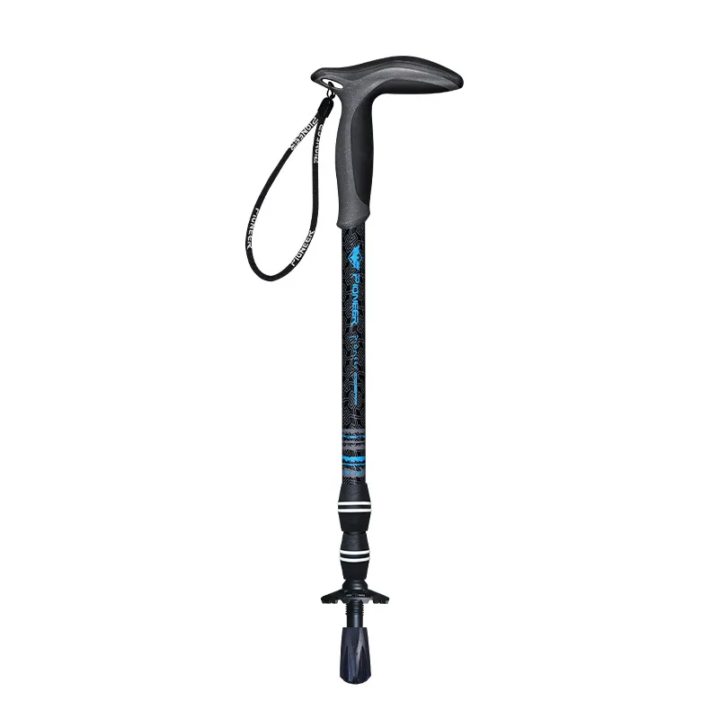 PIONEER 1 шт Т-образная ручка трость для ходьбы треккинговые палки из углеродного волокна телескопические быстростопорные палки 49 см-100 см - Цвет: Blue