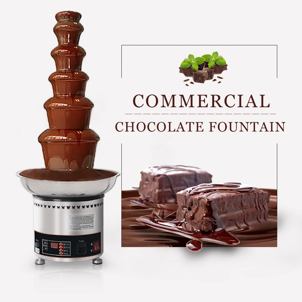 

Fast shipping Food Machine 6 Layers Chocolate Fountains Commercial Chocolate Waterfall Machine With Full Stainless Steel