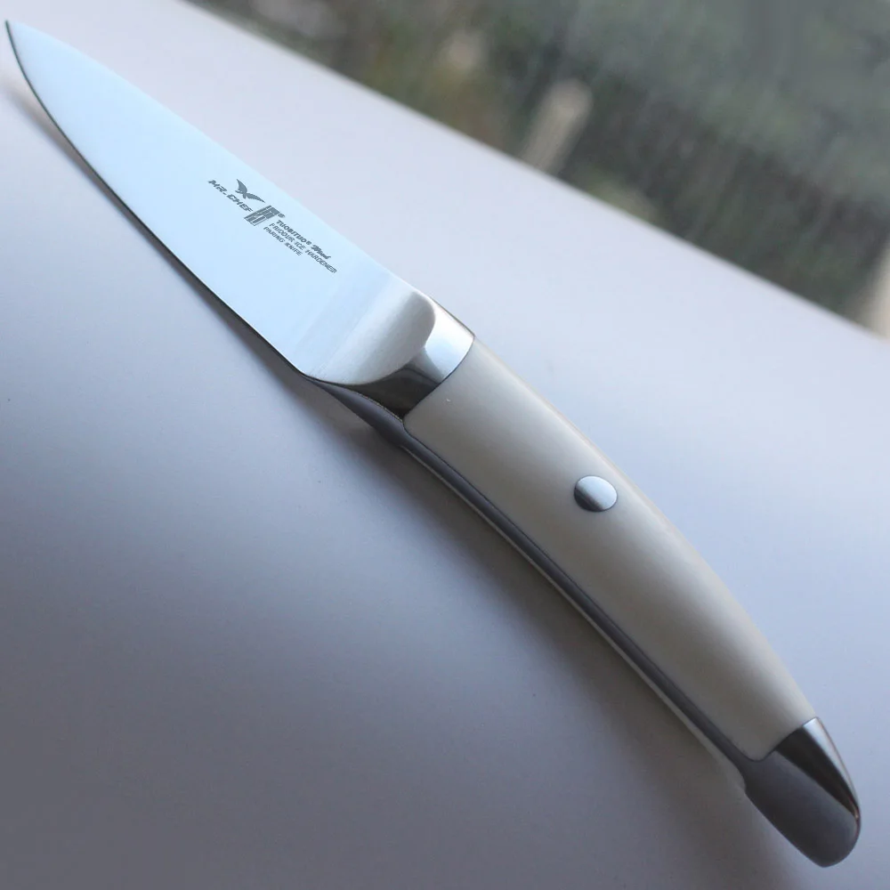 Профессиональный нож для очистки овощей, фруктовые ножи, 3,5 дюймов, немецкая сталь, X50, ABS ручка, белый и черный, зеркальное полированное лезвие, кухонные аксессуары