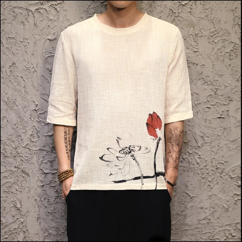

Traditional chinese clothing for men male Chinese mandarin collar shirt blouse wushu kung fu outfit China shirt tops TA401