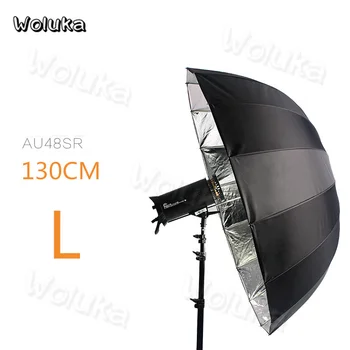 

51 inch 130cm Reflective umbrella Reflective softbox quick open 16 Fiber Bone Black Silver Photography Umbrella CD50 T06