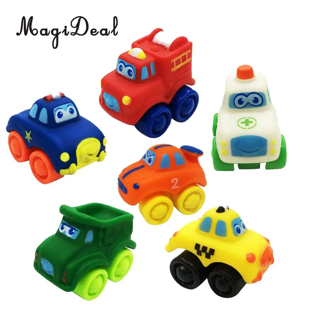 MagiDeal Hot Sale 6 Pieces Kids Children Baby Rubber Plastic Model Car Vehicle Educational Toy Great Birthday Christmas Gift