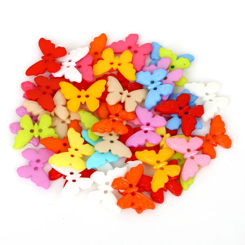 50Pcs Mixed Color 23x17mm ButterflyResin Button 2 Holes Sewing Scrapbooking Garment DIY Apparel Accessories | Дом и сад
