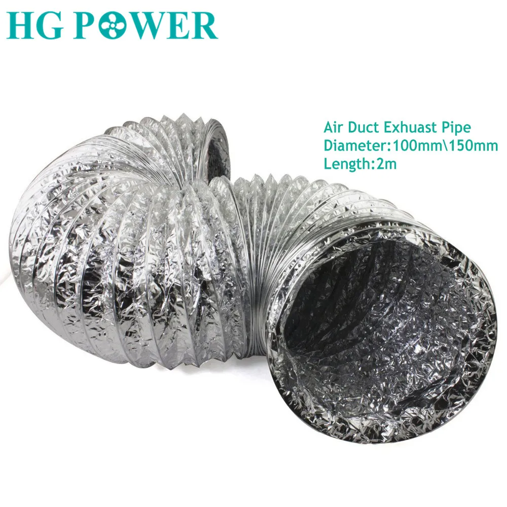 2m 4/6 inch Ventilation Duct Fan Double Aluminum Recuperation Air Hose Foil Tube Exhaust Inline Fan for Kitchen Toilet Air Vent