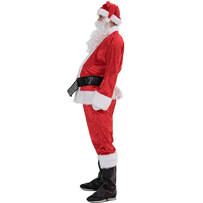 7 шт., рождественский бренд, мужские и женские фланелевые костюмы Санта-Клауса, унисекс, нарядное платье, костюм, рождественские вечерние костюмы для косплея, фестиваль, косплей