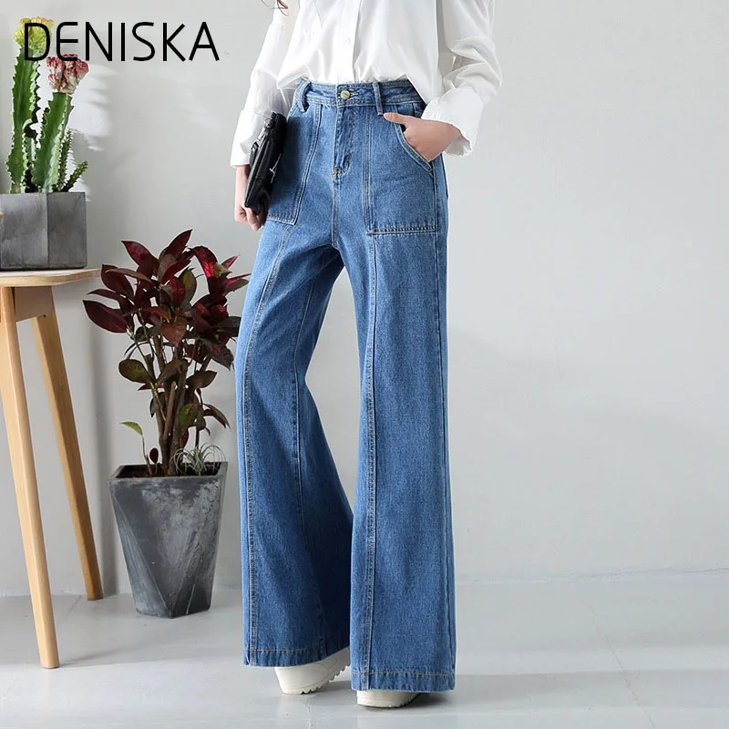 DENISKA 2018 Spring Autumn High Waist Flare Jeans Pants
