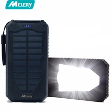 Melery Открытый Солнечный Запасные Аккумуляторы для телефонов 15000 мАч Dual USB Портативный с светодиодный фонарик Комплекты внешних аккумуляторов противоударный для смартфонов