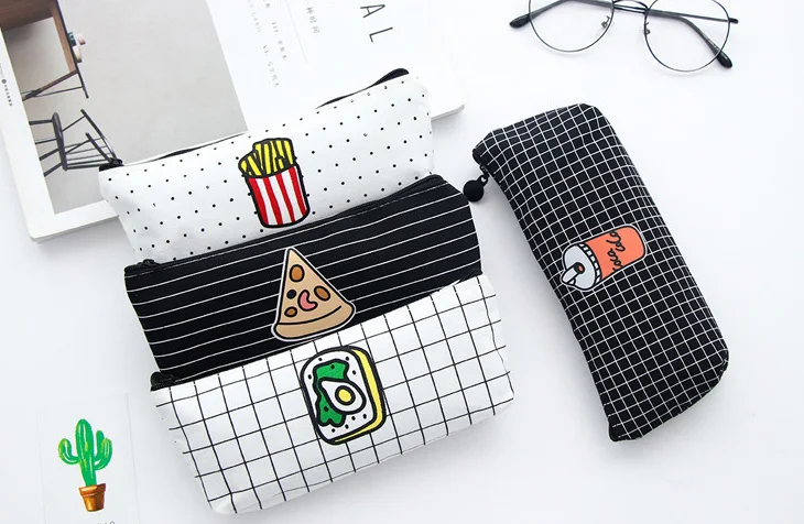 

Novelty Fast Food canvas Pencil Case pencil bag for kids Stationery office school supplies Escolar Papelaria