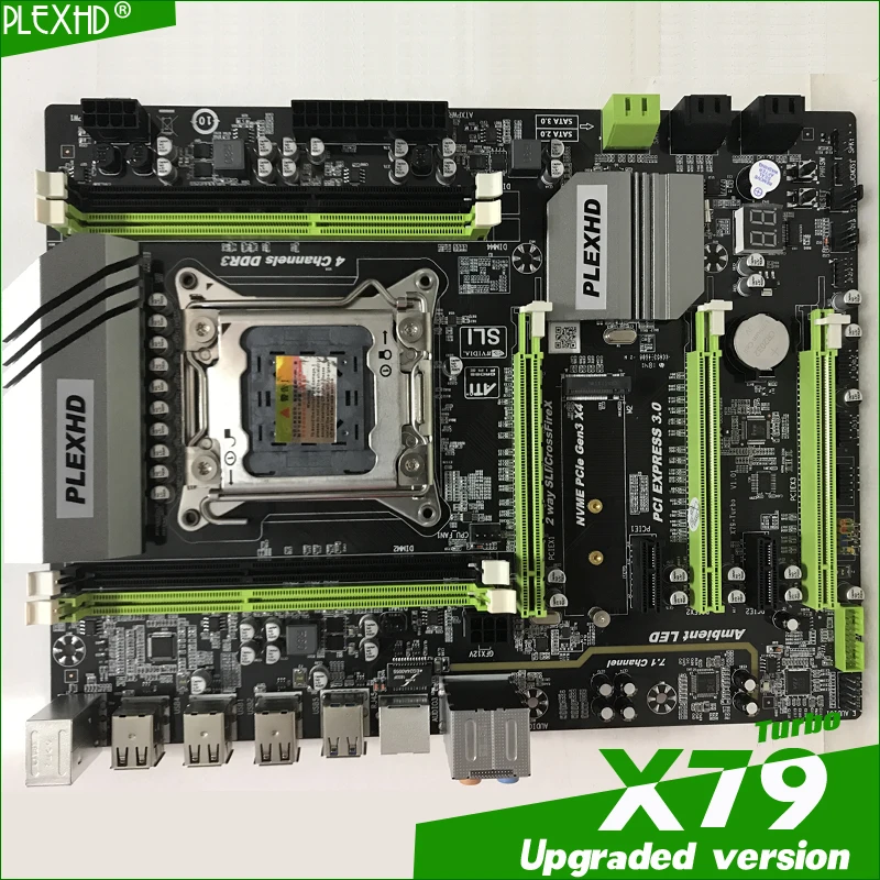 PLEXHD X79 Turbo материнская плата LGA2011 ATX combos E5 1650 C2(4 шт. x 8 ГБ) 32 Гб 1600 МГц PC3 12800R PCI-E NVME M.2 SSD USB3.0 SATA3