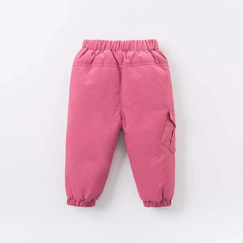 DB6434 dave bella/Зимние Пуховые Штаны унисекс для девочек и мальчиков; длинные детские модные однотонные брюки; детские брюки