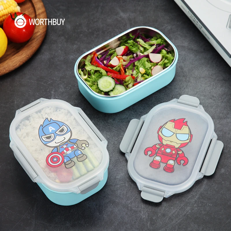 WORTHBUY Милая мультяшная детская коробка Bento 304 из нержавеющей стали контейнер для