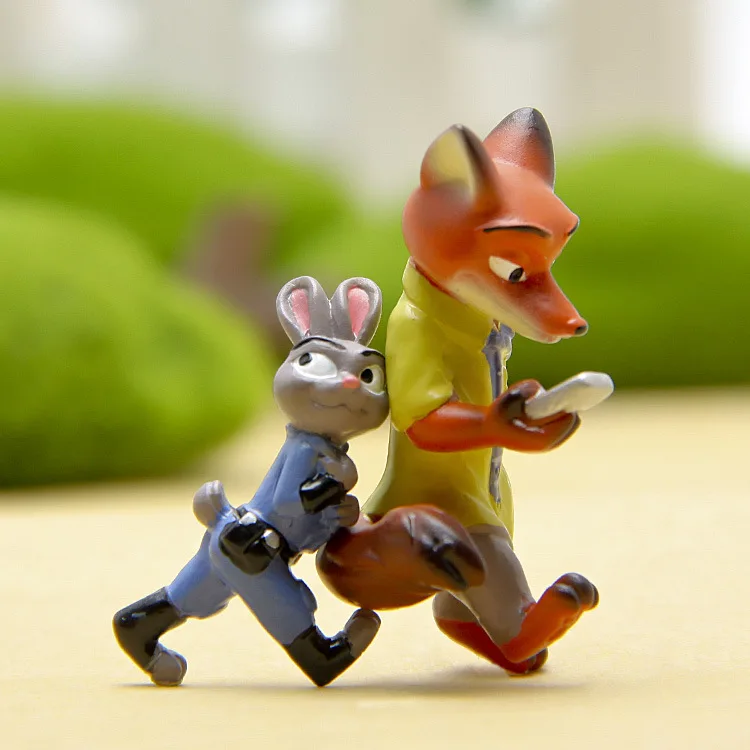 judy hopps nick wilde zootopia cute anime cartoon figure pvc action figures  miniature diy resin doll figures