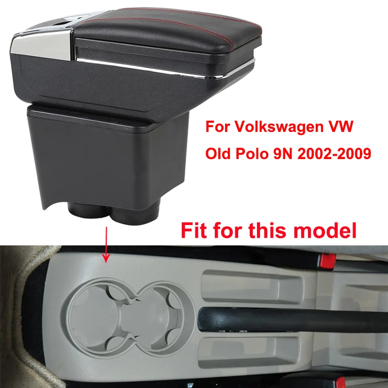 Для Volkswagen Old Polo 9N 2002-2009 подлокотник коробка центральный магазин содержимое коробка для хранения центральная консоль держатель для чашки кожаный двухслойный