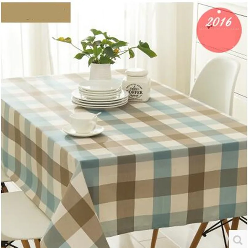 Кофейная Водонепроницаемая Синяя Клетчатая скатерть хлопковая прямоугольный