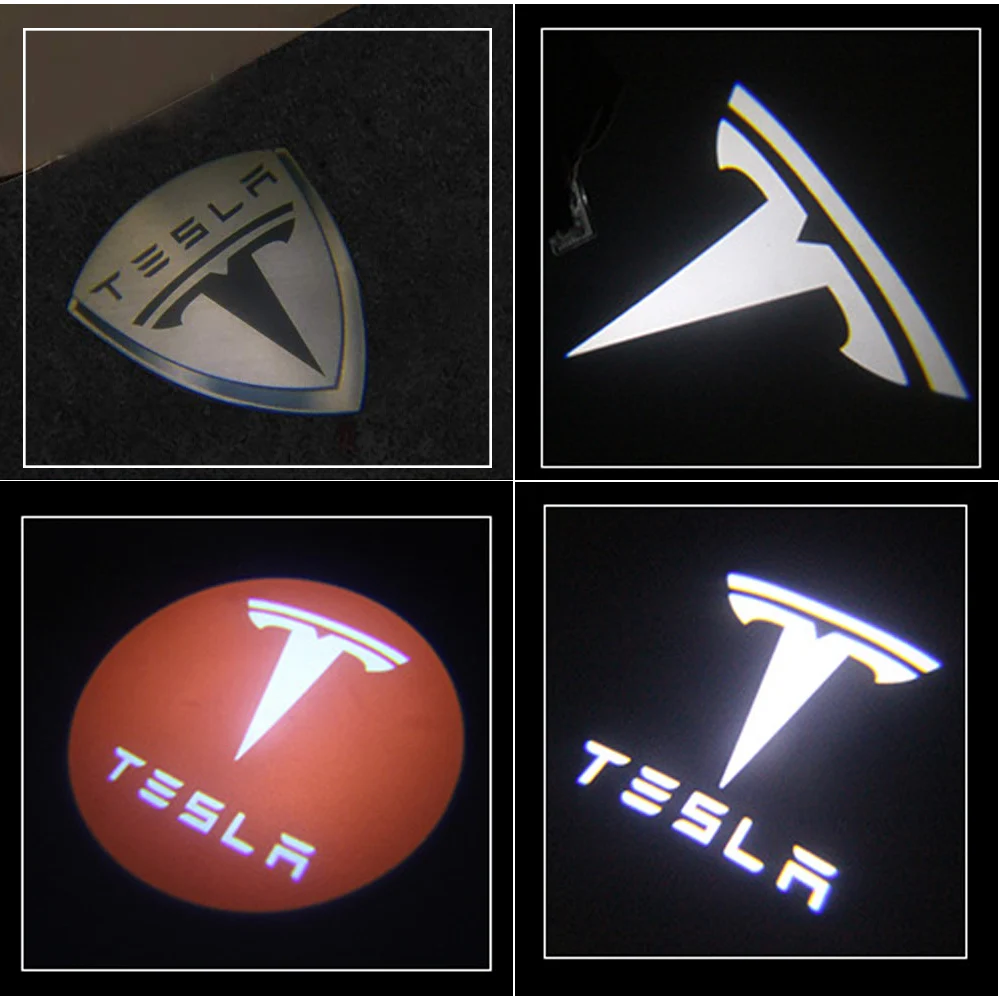  HOT sale 2pcs/lot Car LED 3D LOGO shadow light welcome light Decorative signal Lamp For Tesla MODEL - 32992900639