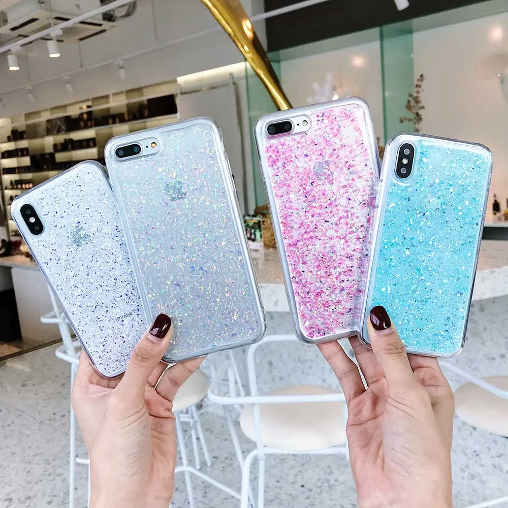 

KUKE Gradient glitter irregular phone case For iPhone X 8 7 6S 6 Plus Cute Case Fashion Capa Soft TPU Back Cover Cases