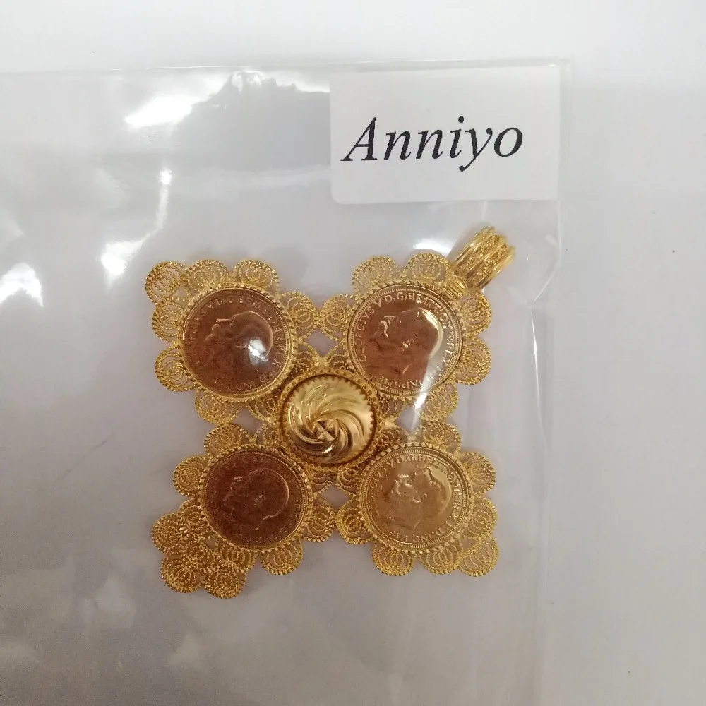 Anniyo эфиопское большое ожерелье с кулонами в виде монет для женщин золотого цвета ювелирные изделия африканские кресты Эфиопский крест Эритрея#058702