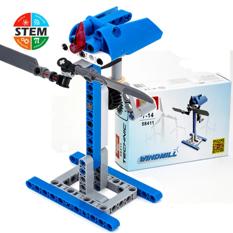 

STEM Educational Toys For Children Windmill Model DIY Assembled Building Blocks Toys Physical Science Experimental Teaching Aids