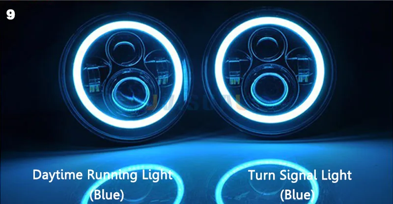 7 дюймов круглый светодиодный фонарь для Wrangler Harley Toyota FJ Cruiser LandRover Defender с высоким/низким лучом Halo Кольцо ангельские глазки - Испускаемый цвет: Blue and Blue