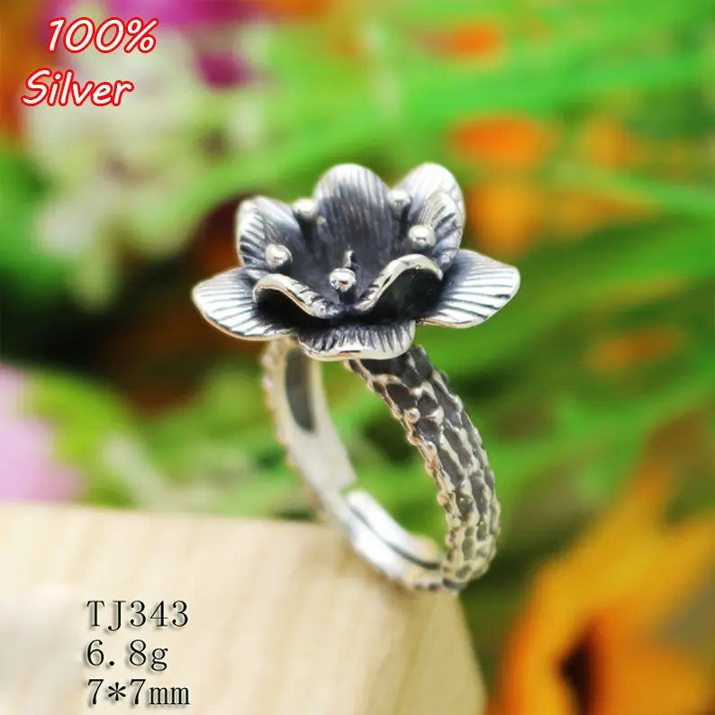 

Wholesale 925 Sterling Silver Adjustable Lotus Ring Base Settings With 7MM Cabochon Ring Base Blanks Setting DIY Jewelry